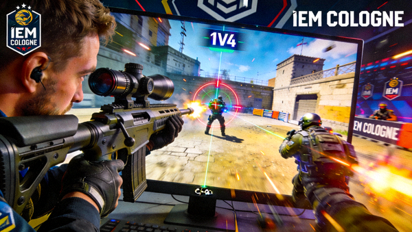 CS:GO IEM科隆s1mple惊天1v4残局视频封面 - 游戏内第一人称视角的狙击镜头