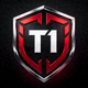 T1战队Logo - 红黑相间的盾牌形标志